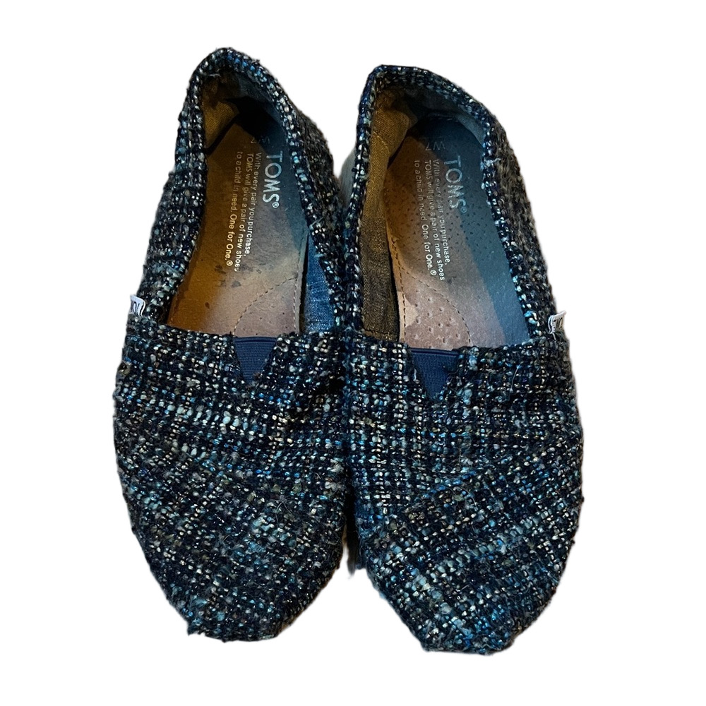 Size 7 - TOMS Navy and Gray Tweed Slip-Ons